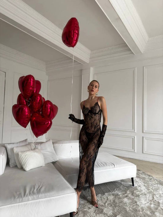 Diana Çiçek Detaylı Babydoll Siyah